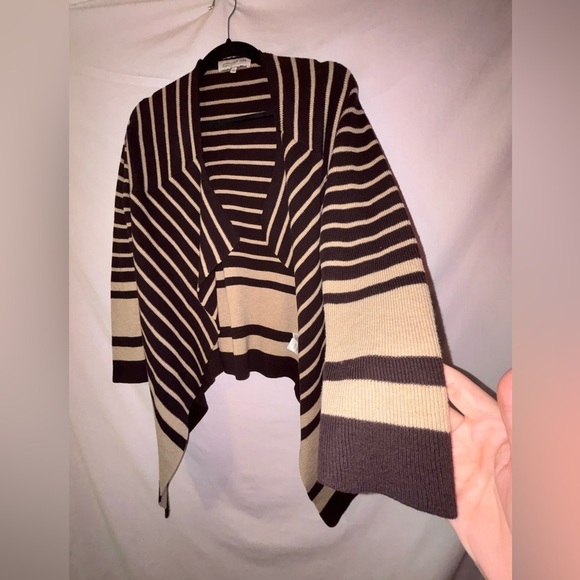 Jones New York Brown and Cream Striped Cardigan - Picture 7 of 9
